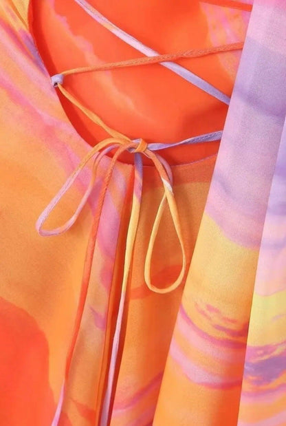 Asymmetrisches One-Shoulder Kleid mit Farbverlauf und Rückenschnürung - Sorentis