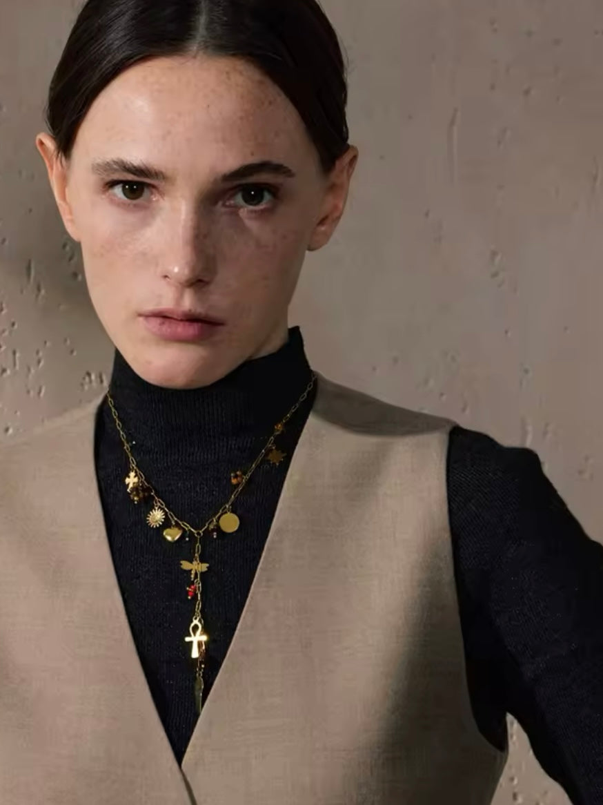 Edelstahl Charme Kette mit Tigereye Naturstein