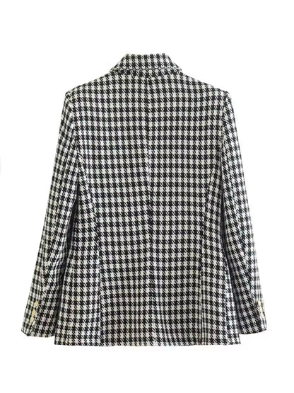 Tweed Blazer mit Hahnentrittmuster