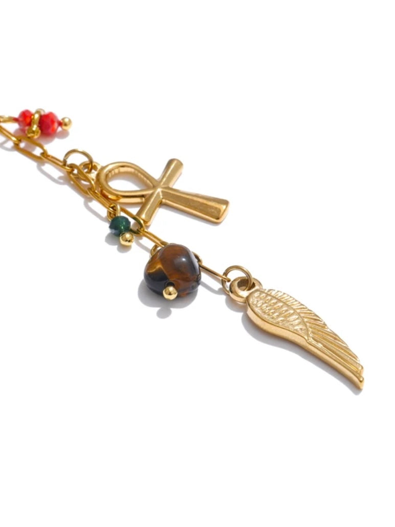 Edelstahl Charme Kette mit Tigereye Naturstein