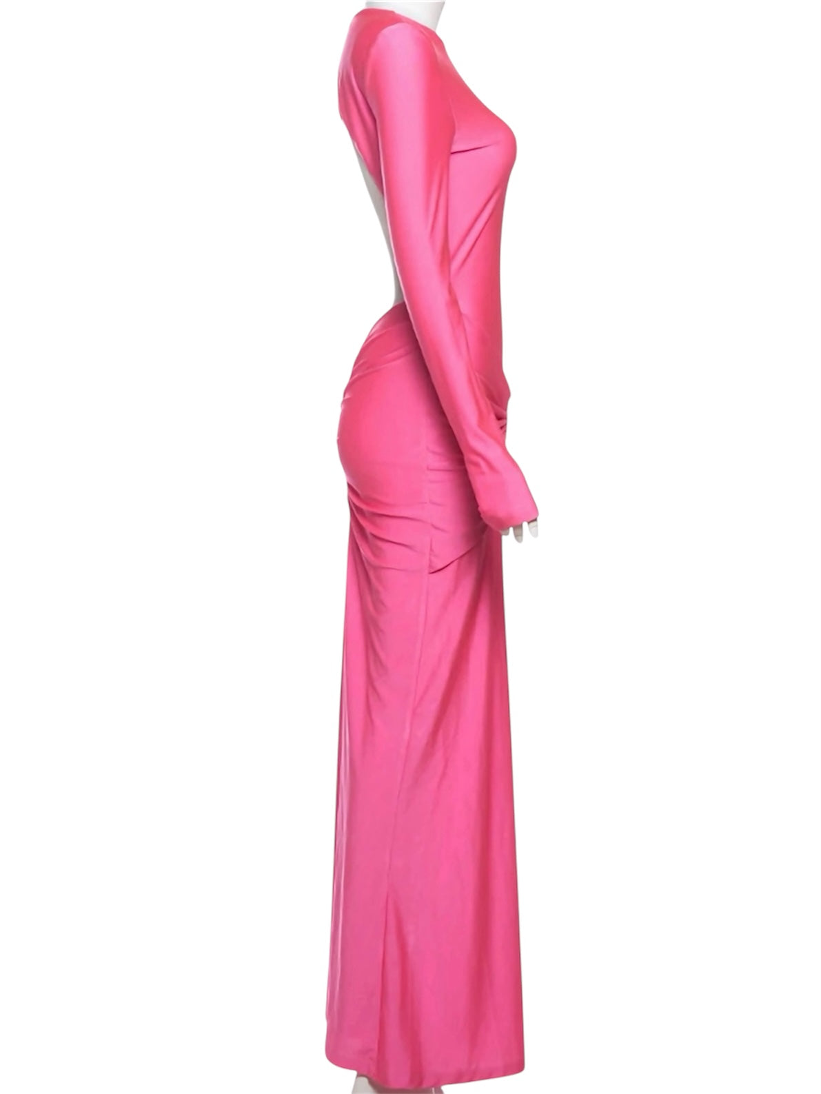 Elastisches gerafftes Maxikleid in Neonpink