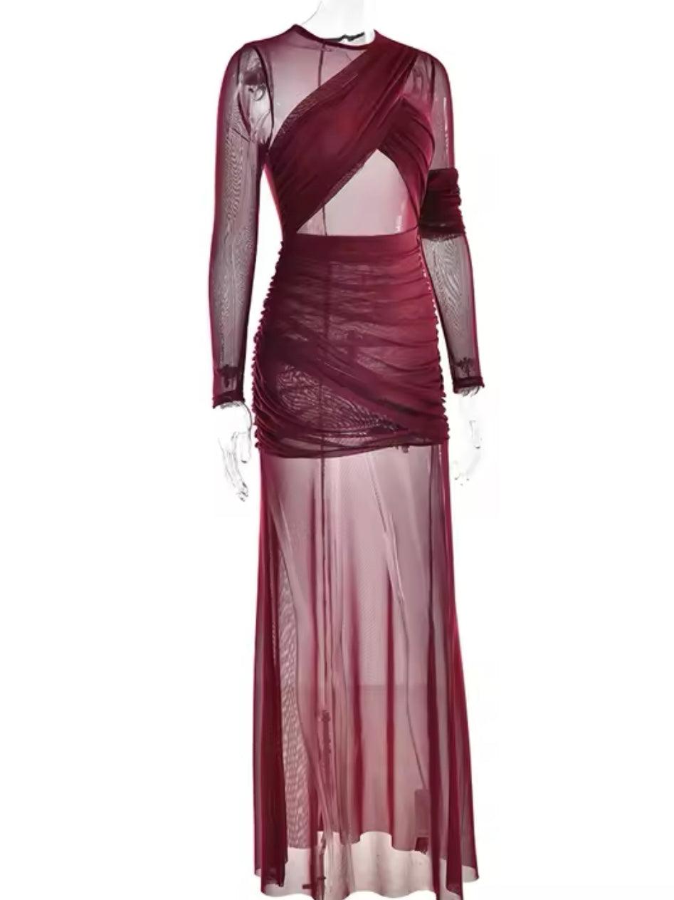 Mesh Burgundy Maxikleid - Sorentis