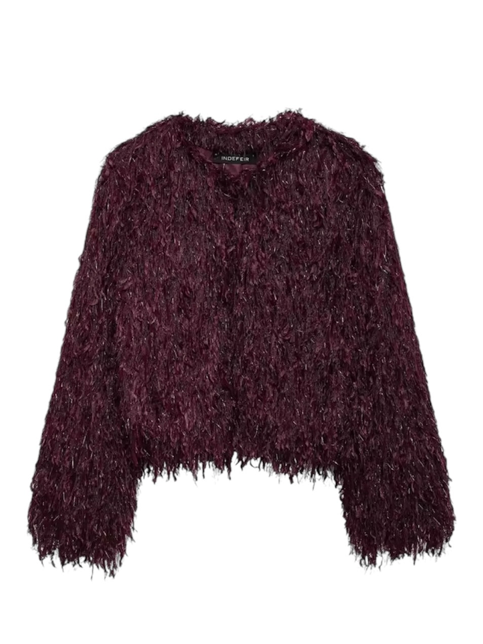 Weinroter Cardigan aus Material Mix