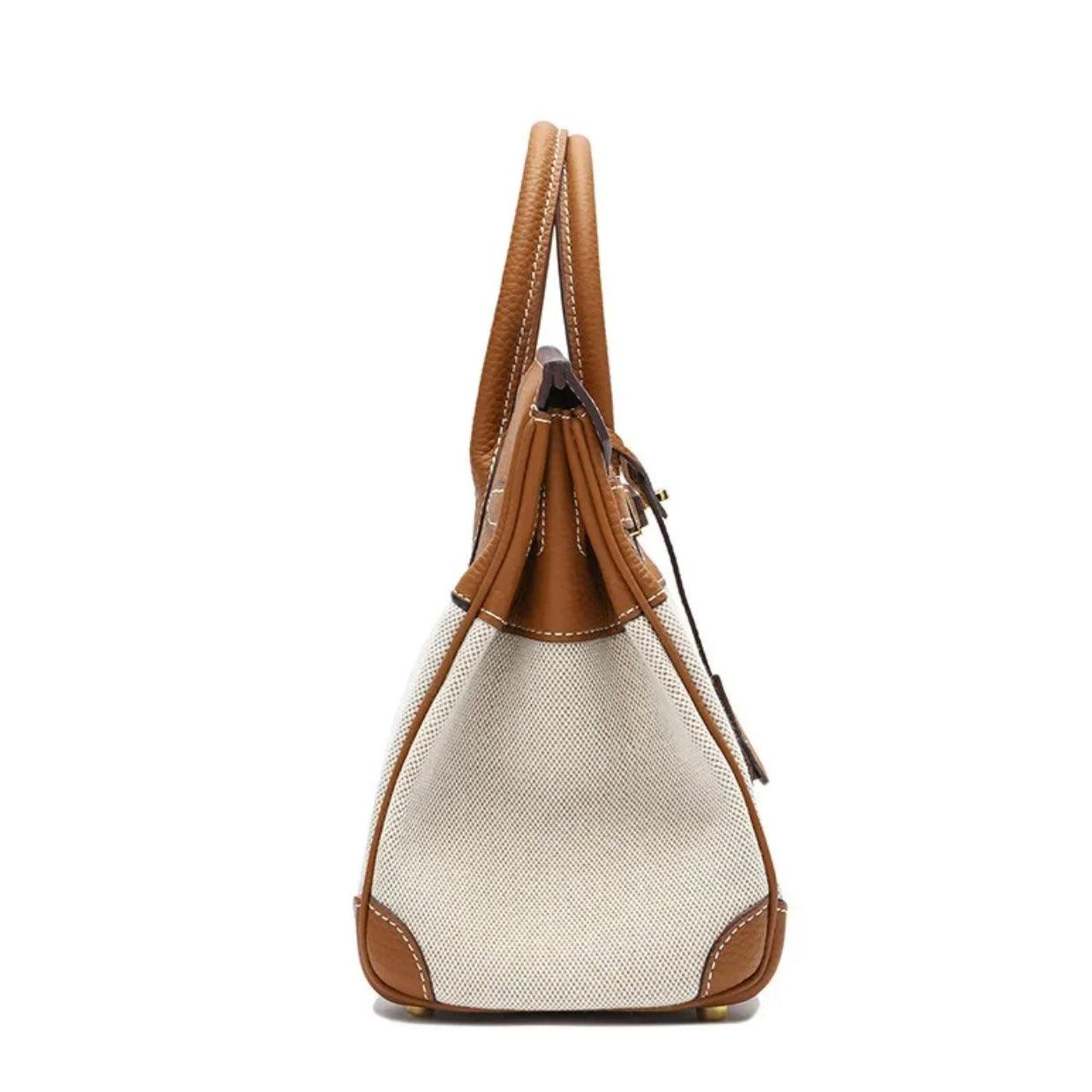 Hermé Noble-Echtleder combi canvas Handtasche 30cm - Sorentis
