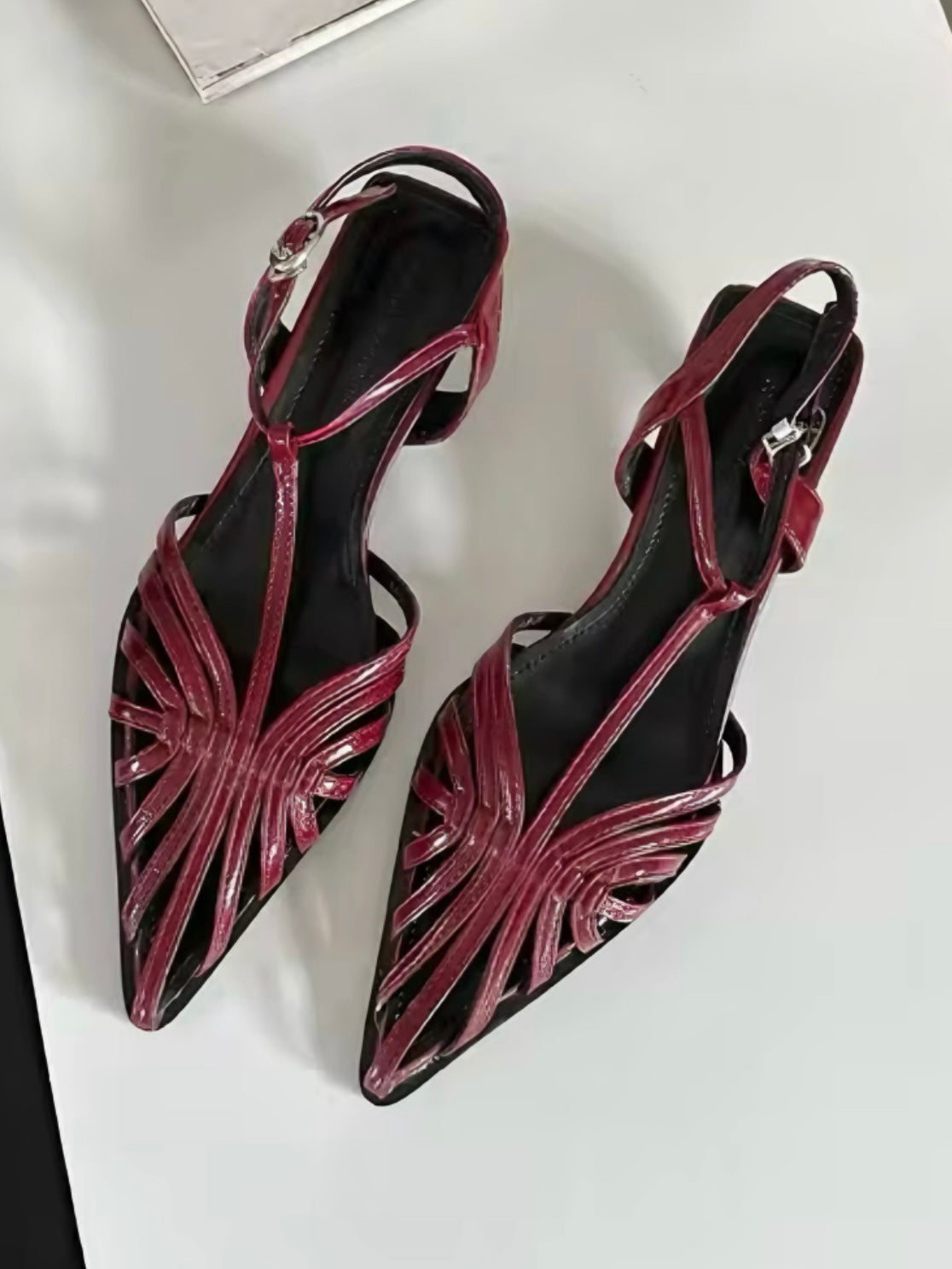 Slingback-Kitten-Heels Riemensandalen mit Cut-Outs