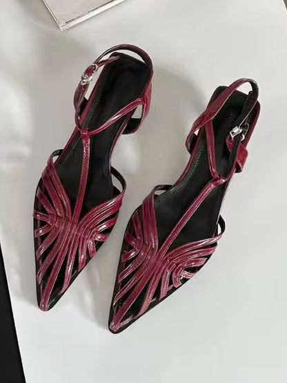Slingback-Kitten-Heels Riemensandalen mit Cut-Outs