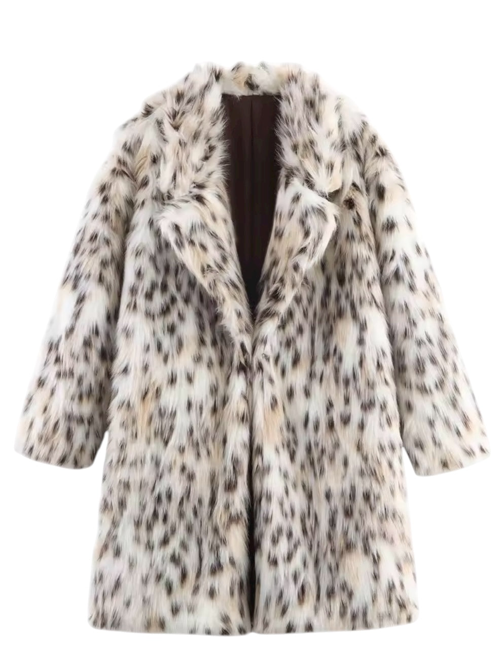 Mittellanger Pelzmantel mit Animalprint