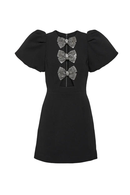 Puffärmel-Minikleid mit Cut-Outs und Strass - Sorentis