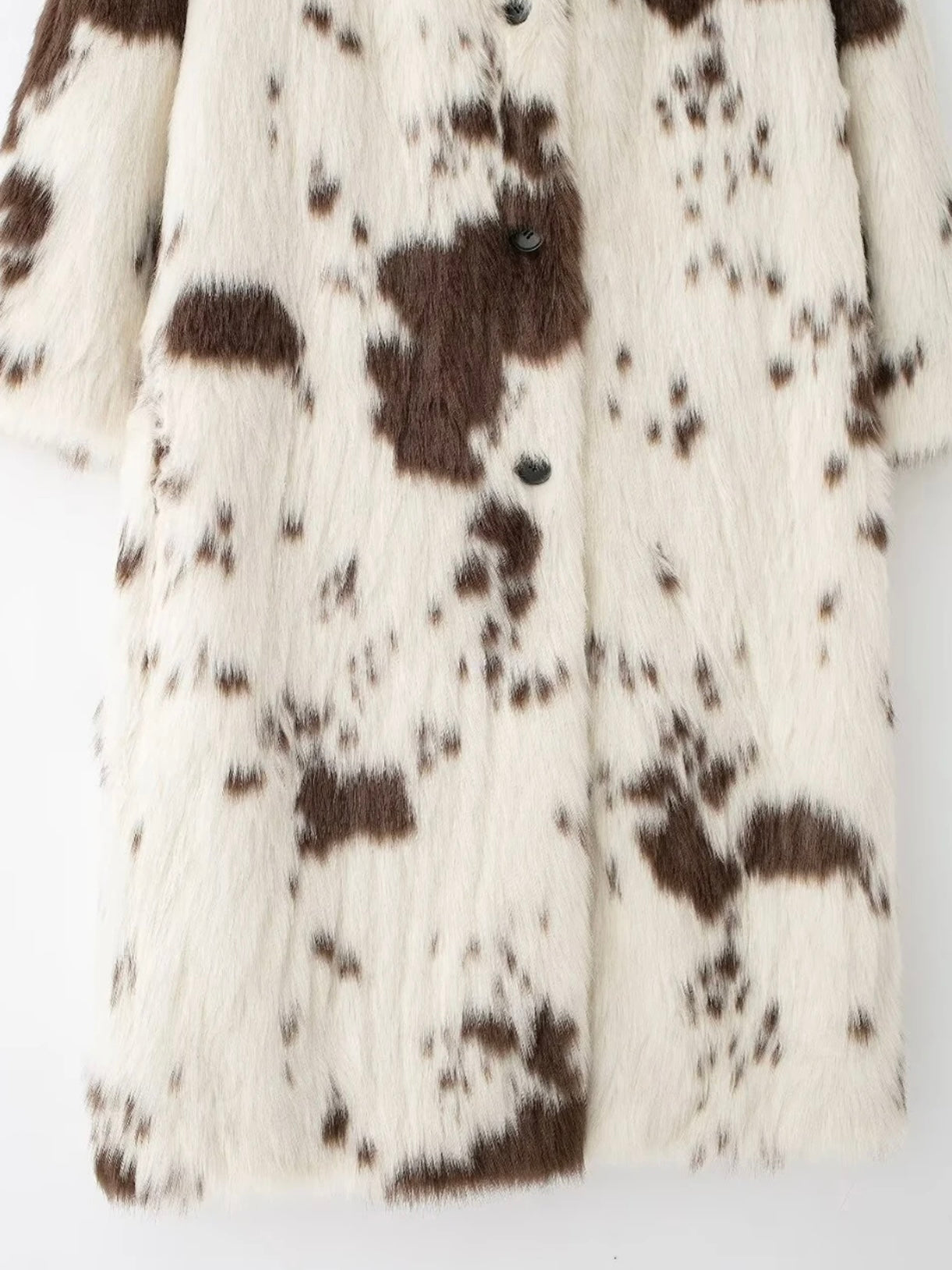Kuhfell Kunstpelz Maxi Mantel mit Animalprint