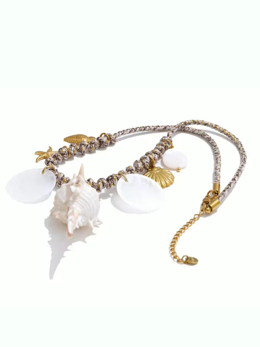 Handgefertigte Edelstahl Muschel-Halskette