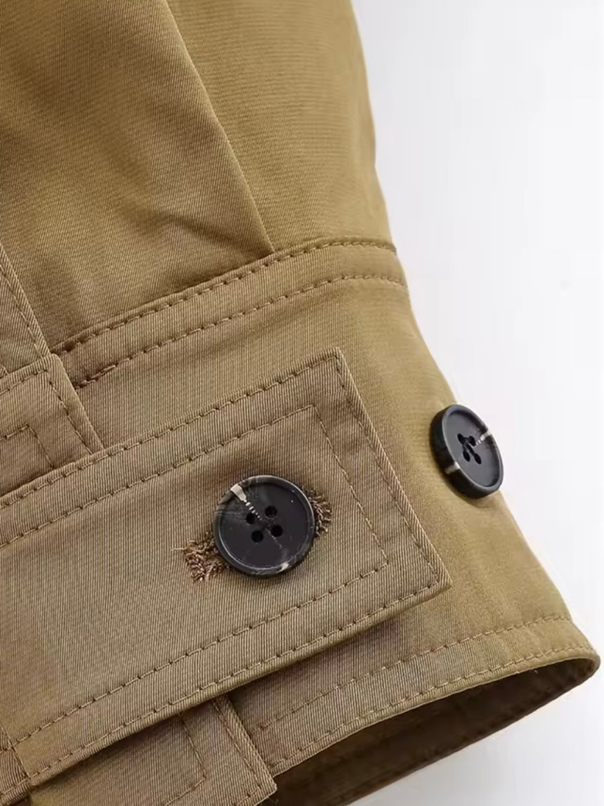 Cropped Trenchcoat mit Faltenbund