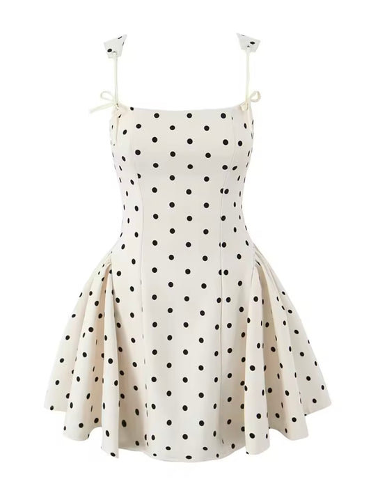 Polka Dot Kleid mit Rückenschnürun