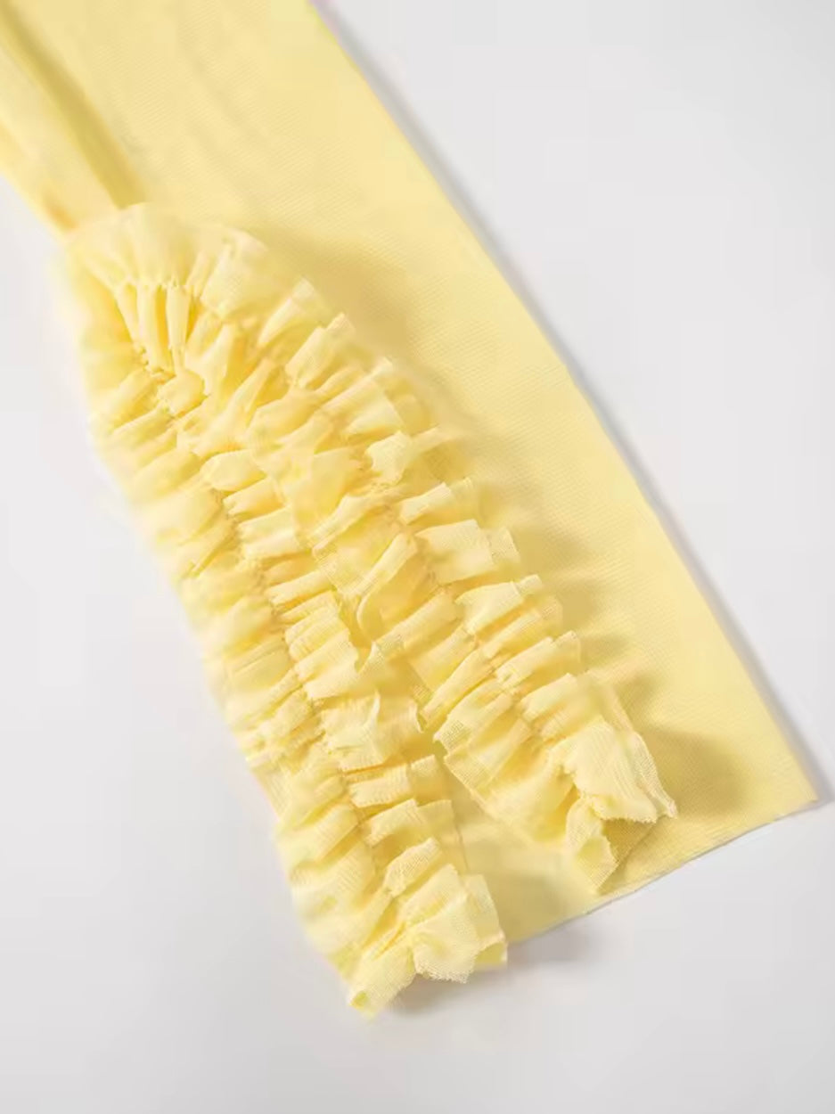 Fliesendes Meshkleid mit Rüschen-Saum