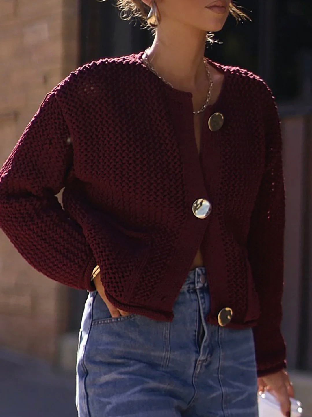 Strick Cardigan mit goldenen Knöpfen