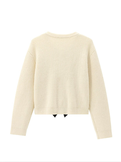 Strick Cardigan mit Kontrast Schleifen
