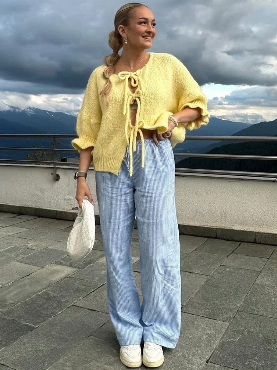 Strick-Cardigan mit Bindeschleifen