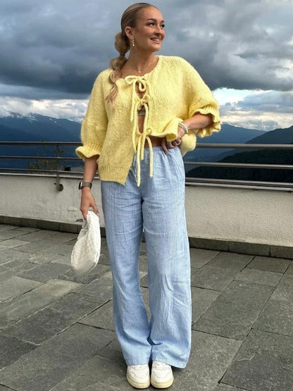 Strick-Cardigan mit Bindeschleifen