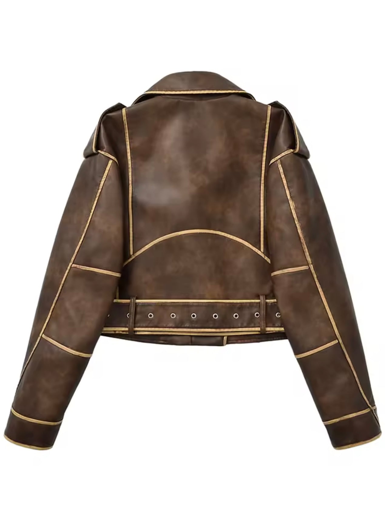 Cropped Lederjacke im Retro-Stil