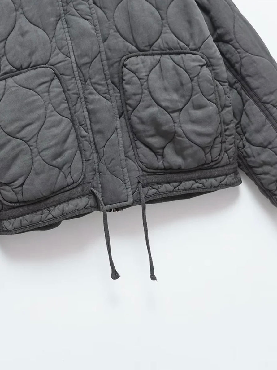 Steppjacke mit hohem Kragen im Used-Look