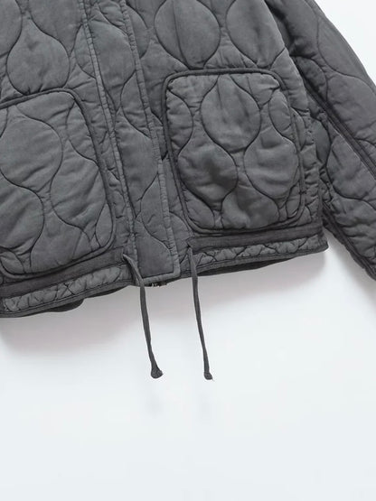 Steppjacke mit hohem Kragen im Used-Look
