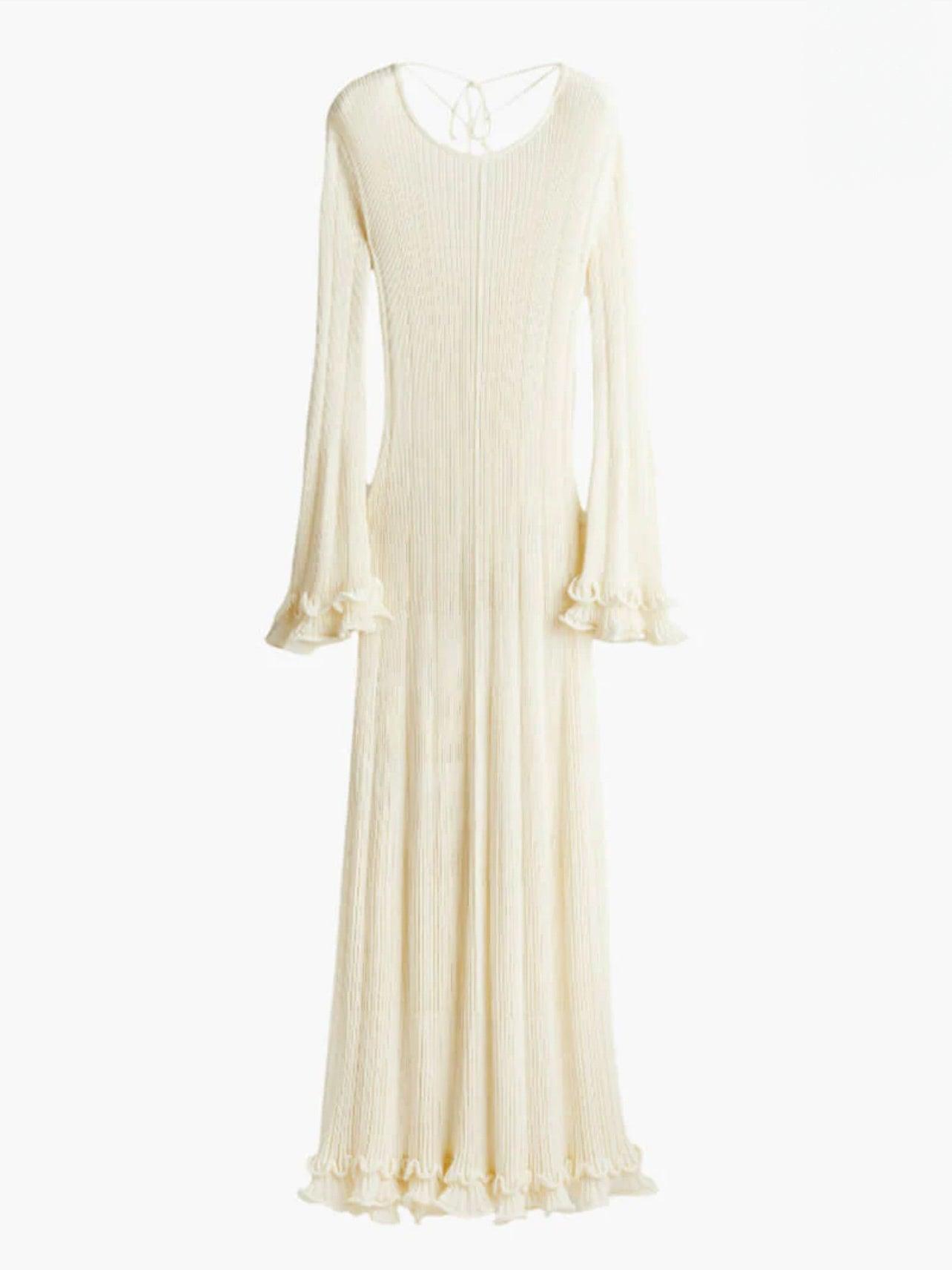 Strick Maxikleid mit Rippenstruktur und Trompetenärmeln - Sorentis