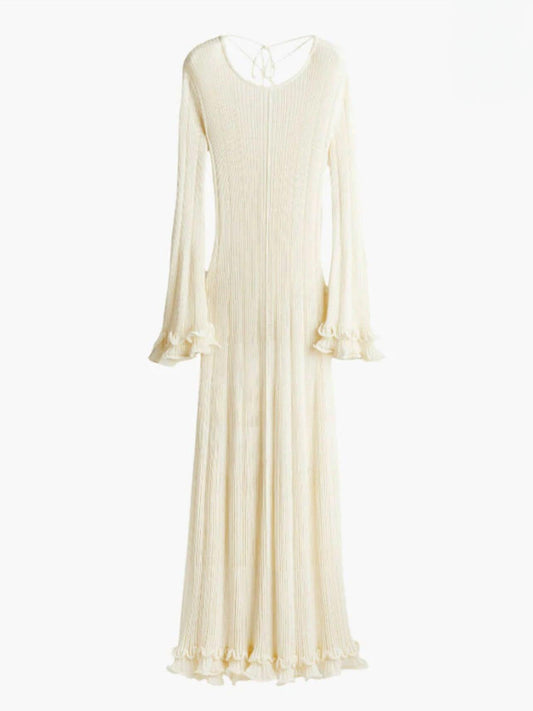 Strick Maxikleid mit Rippenstruktur und Trompetenärmeln - Sorentis