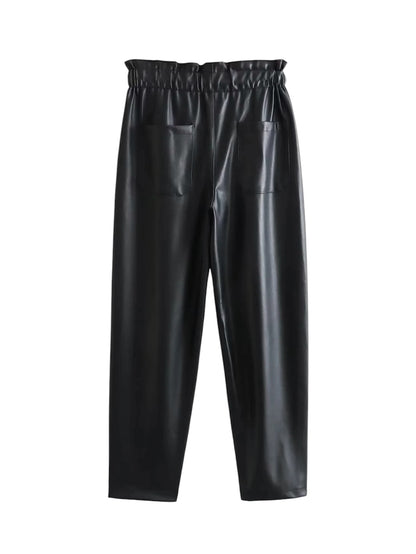 Weiche vegane Lederhose mit elastischem Bund