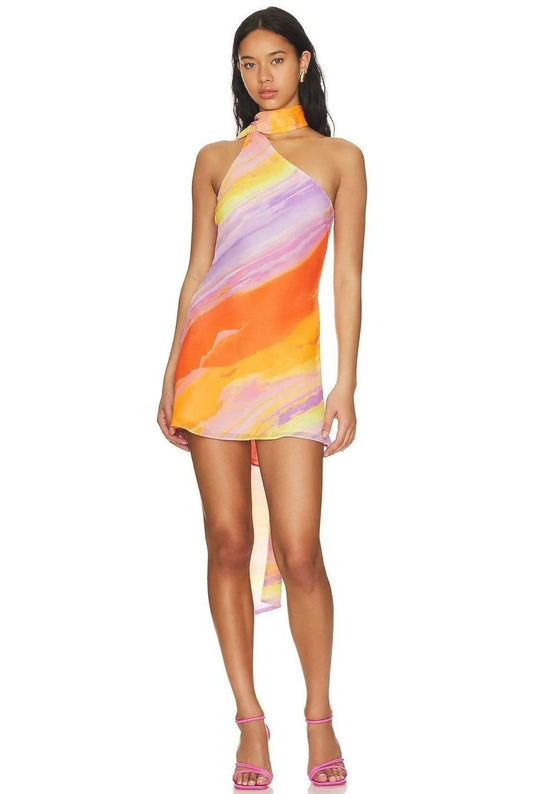Asymmetrisches One-Shoulder Kleid mit Farbverlauf und Rückenschnürung - Sorentis