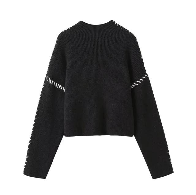 Strickpullover mit Weißer Nahtverzierung - Sorentis