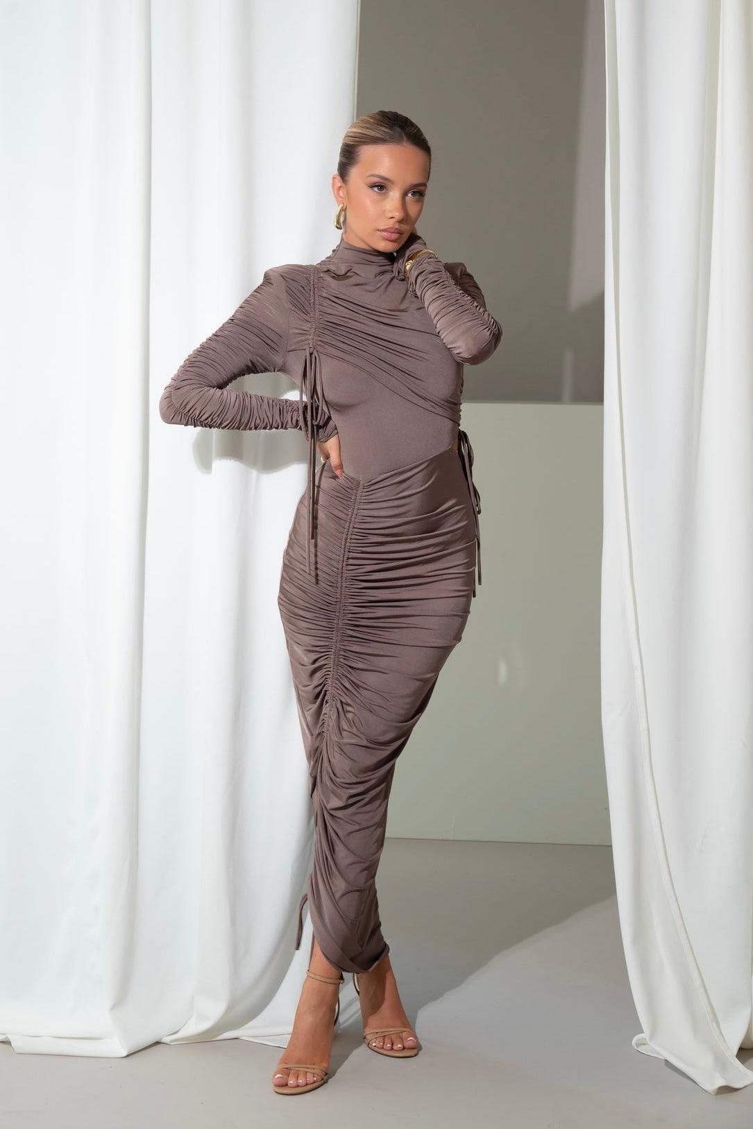 Gerafftes Maxikleid mit Turtleneck - Sorentis