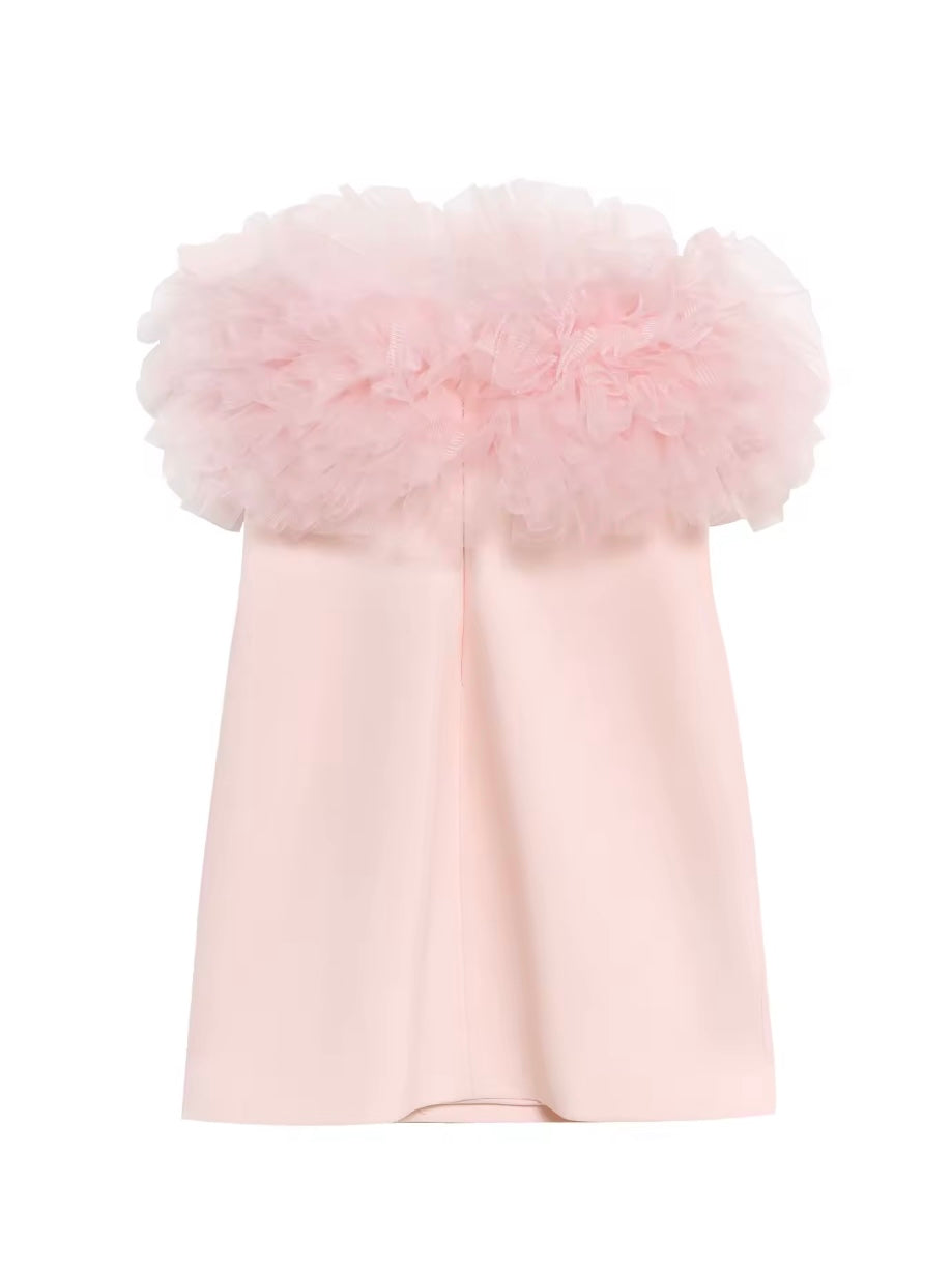 Bandeau Tüllkleid in Zartrosa