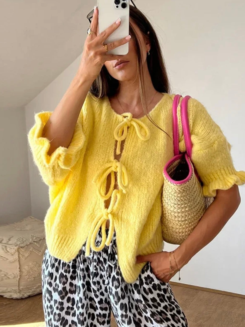 Strick-Cardigan mit Bindeschleifen