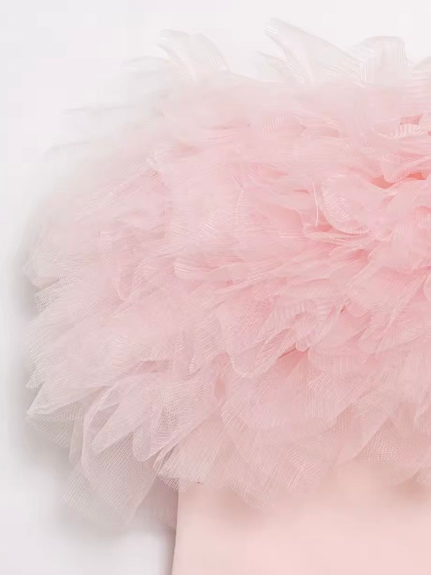 Bandeau Tüllkleid in Zartrosa