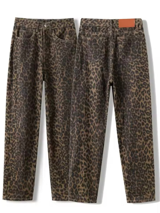 Straight-Fit Animal Print Jeans mit geradem Bein