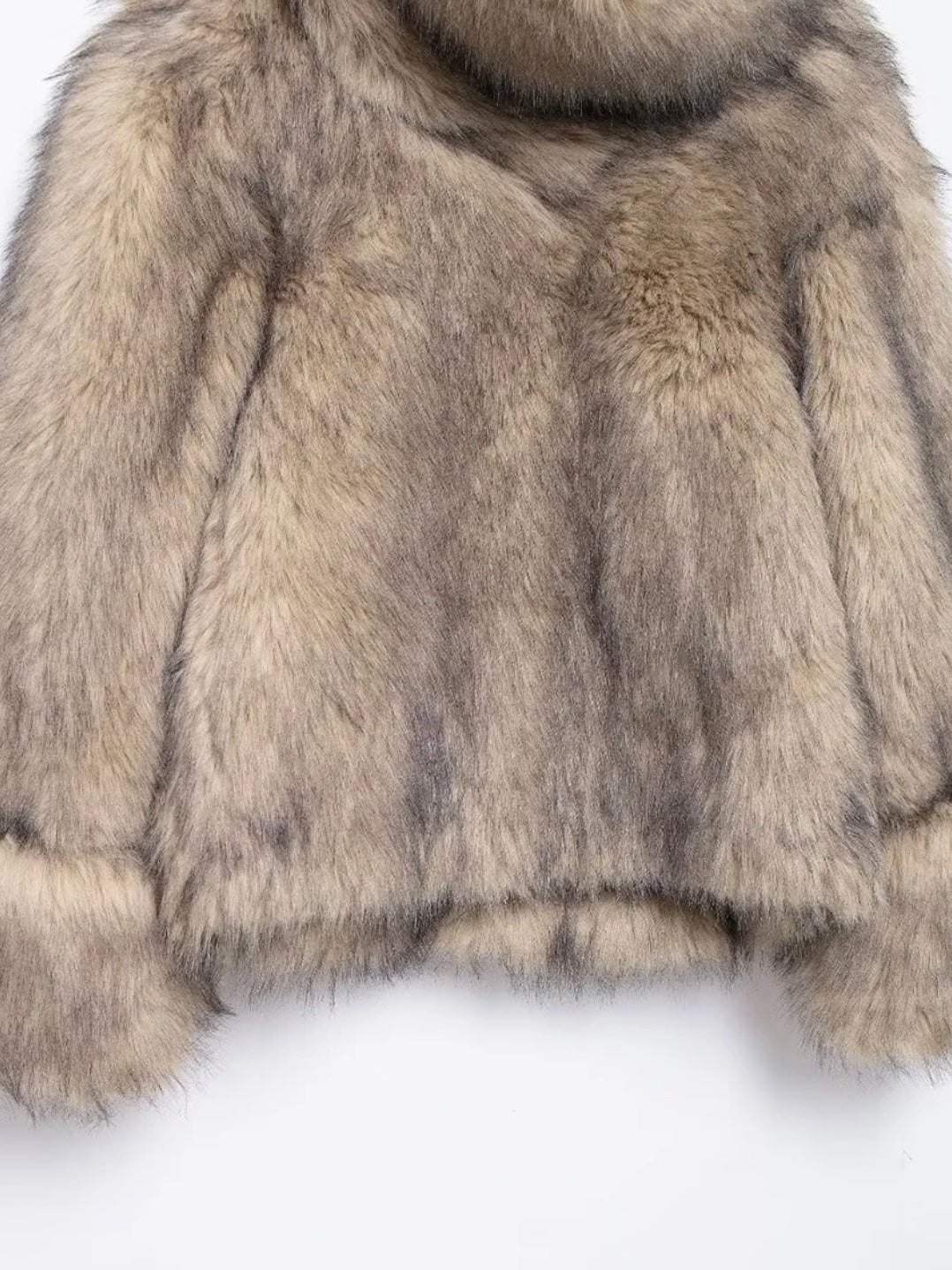 Fauxfur Cardigan hochgeschlossene Kunstpelz Jacke