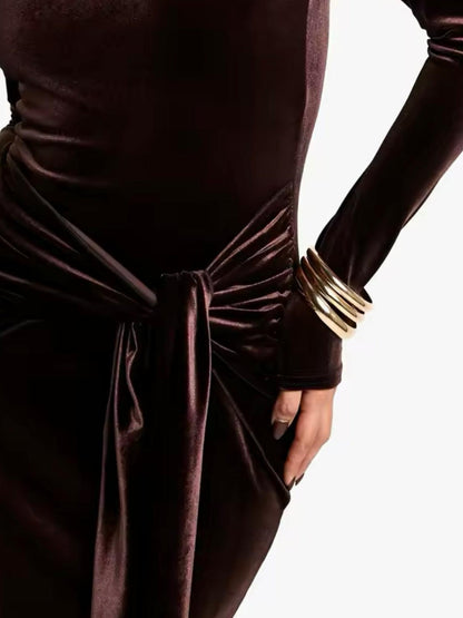 Samt Maxikleid mit Twist-Detail - Sorentis