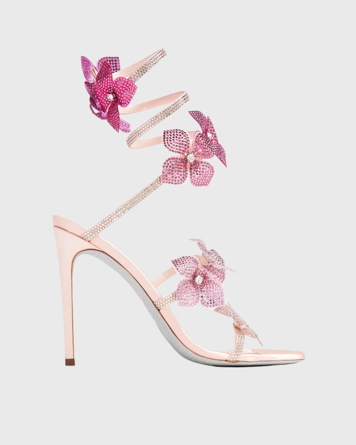 Luxuriöse Strass-Sandalen mit kniehohem Riemen-Design und Schleifenoptik