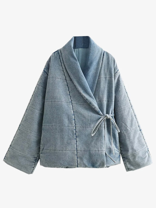 Denim Kimono-Jacke mit Taschen