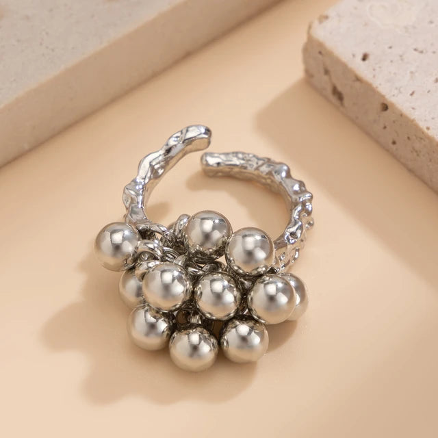 Perlenring in Gold & Silver