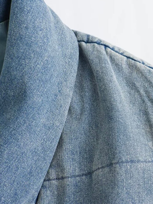 Denim Kimono-Jacke mit Taschen