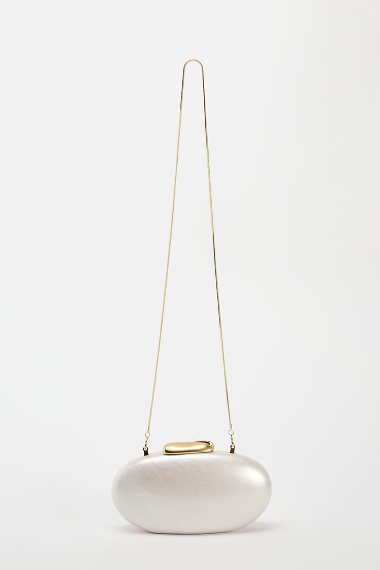Elfenbein Clutch mit goldener Schlangen-Kette - Sorentis