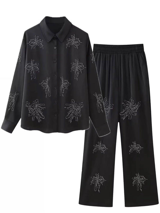 Baumwolle-Satin Zweiteiler mit Perlen Details - Sorentis