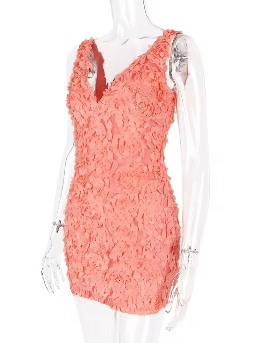 Minikleid mit 3D Blumen Applikationen