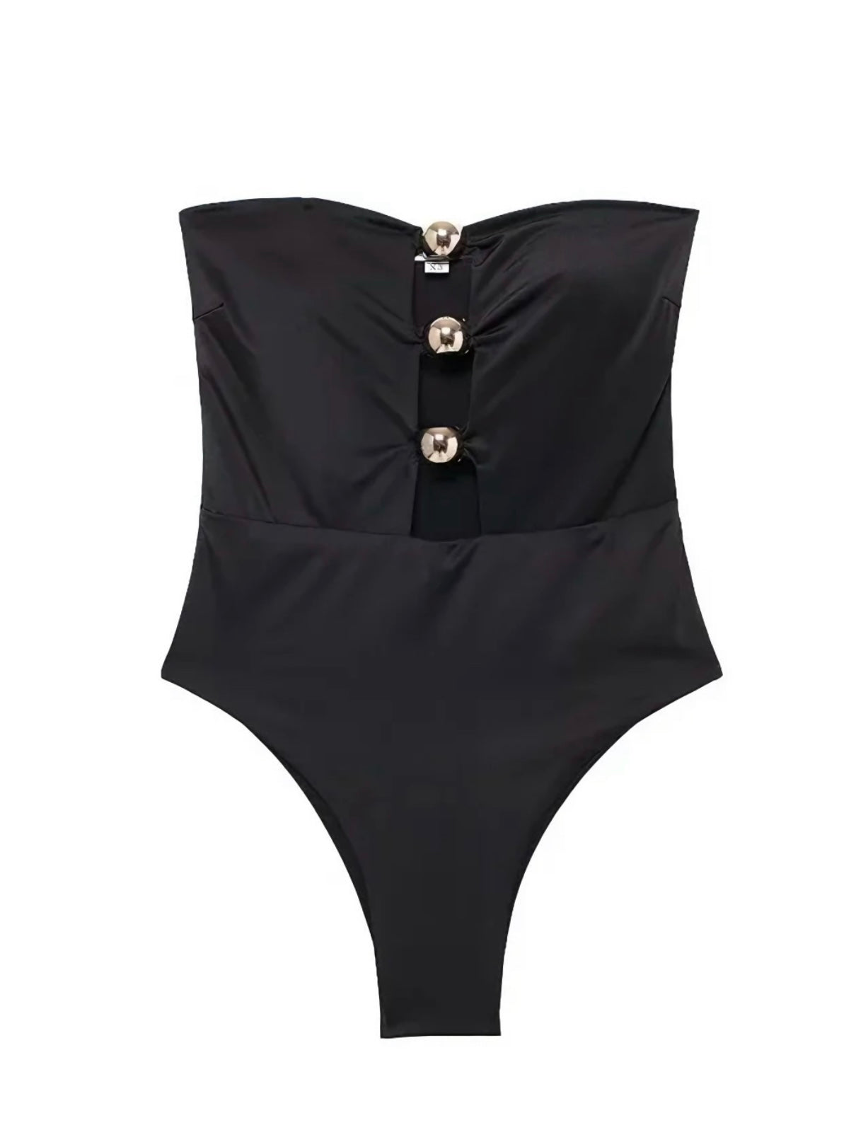 Elastischer Body mit Cut-Outs und goldenen Perlen