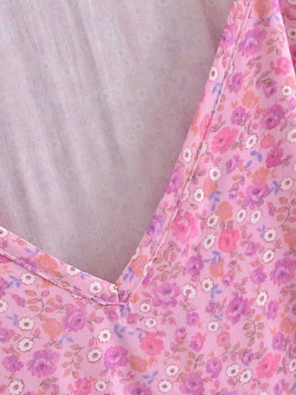Langarm Blumenkleid mit Rüschen