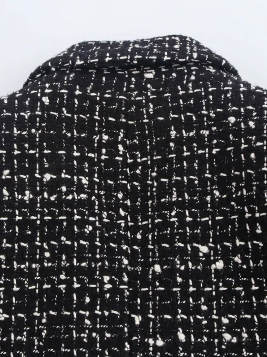 Marmorierter Tweed-Blazer mit Knopfleiste