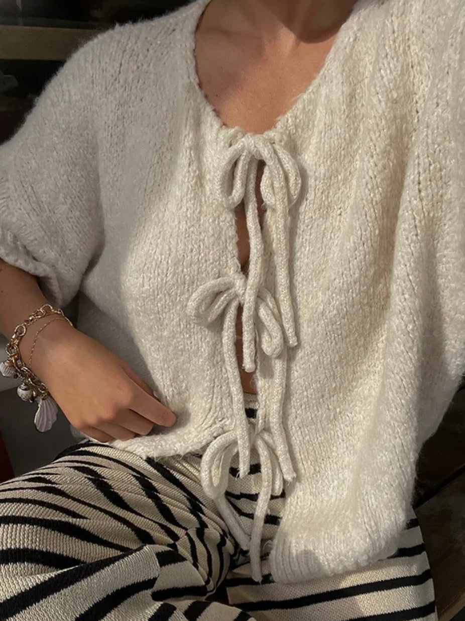 Strick-Cardigan mit Bindeschleifen