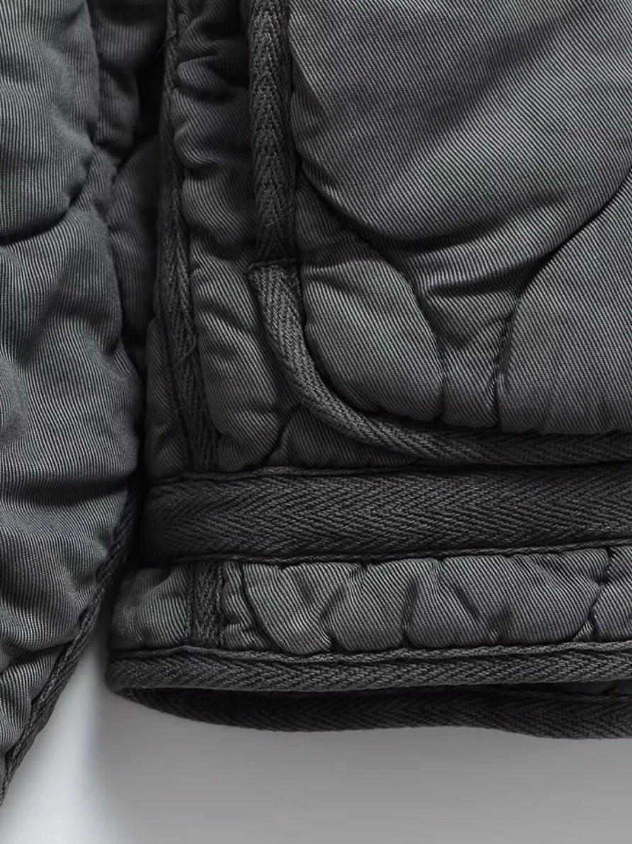 Steppjacke mit hohem Kragen im Used-Look