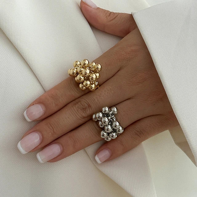 Perlenring in Gold & Silver