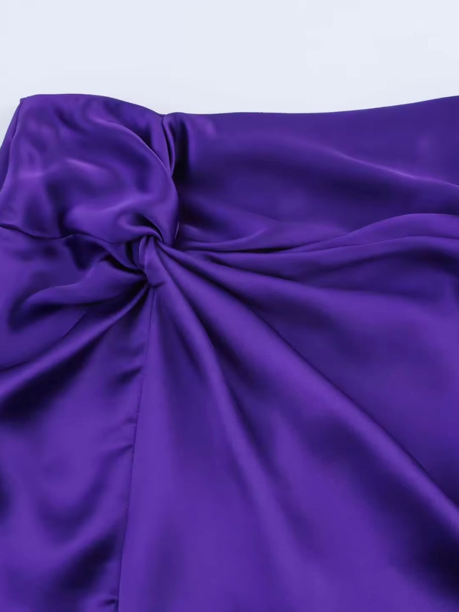 Satin Co-Ord Set – Top & Rock in Royal Violet